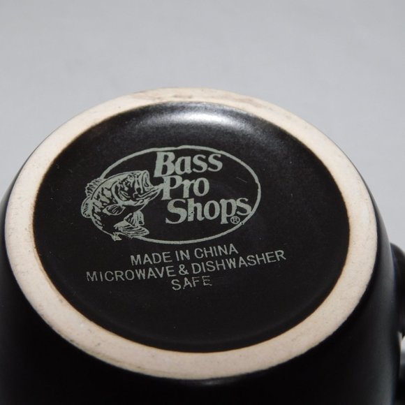 Bass Pro Shops Brown Cream Teal stoneware Coffee Mugs Camping Tent Scene - Picture 4 of 4